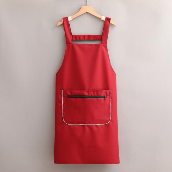 Kitchen Apron with Dual Pocket Solid Color Water-Resistant Oil-proof Adjustable Men Women