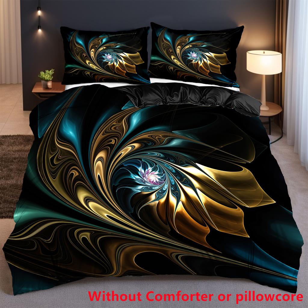 3D Printed Black And Golden Floral Bedding Set Soft Comfortable Bedding Cover Pillowcase Luxury Modern Fashion Duvet Cover Sets