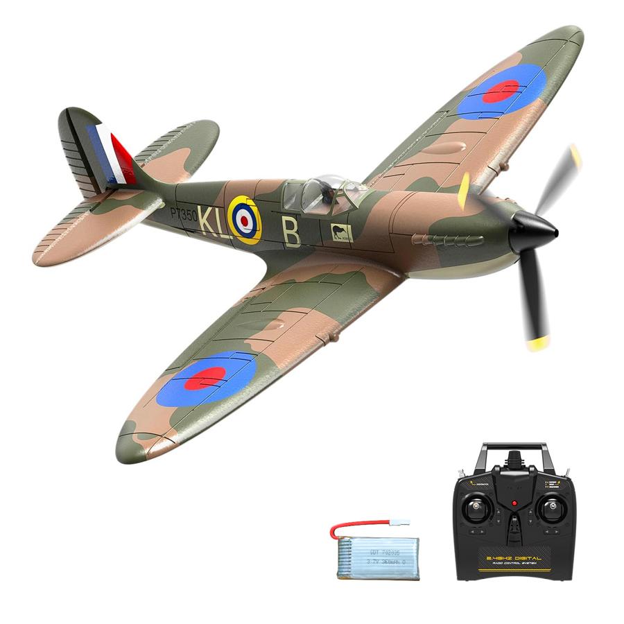 Volantex New Spitfire RC Plane EPP 400mm Wingspan RC Fighter One Key Aerobatic 2.4G 4CH RTF RC Plane