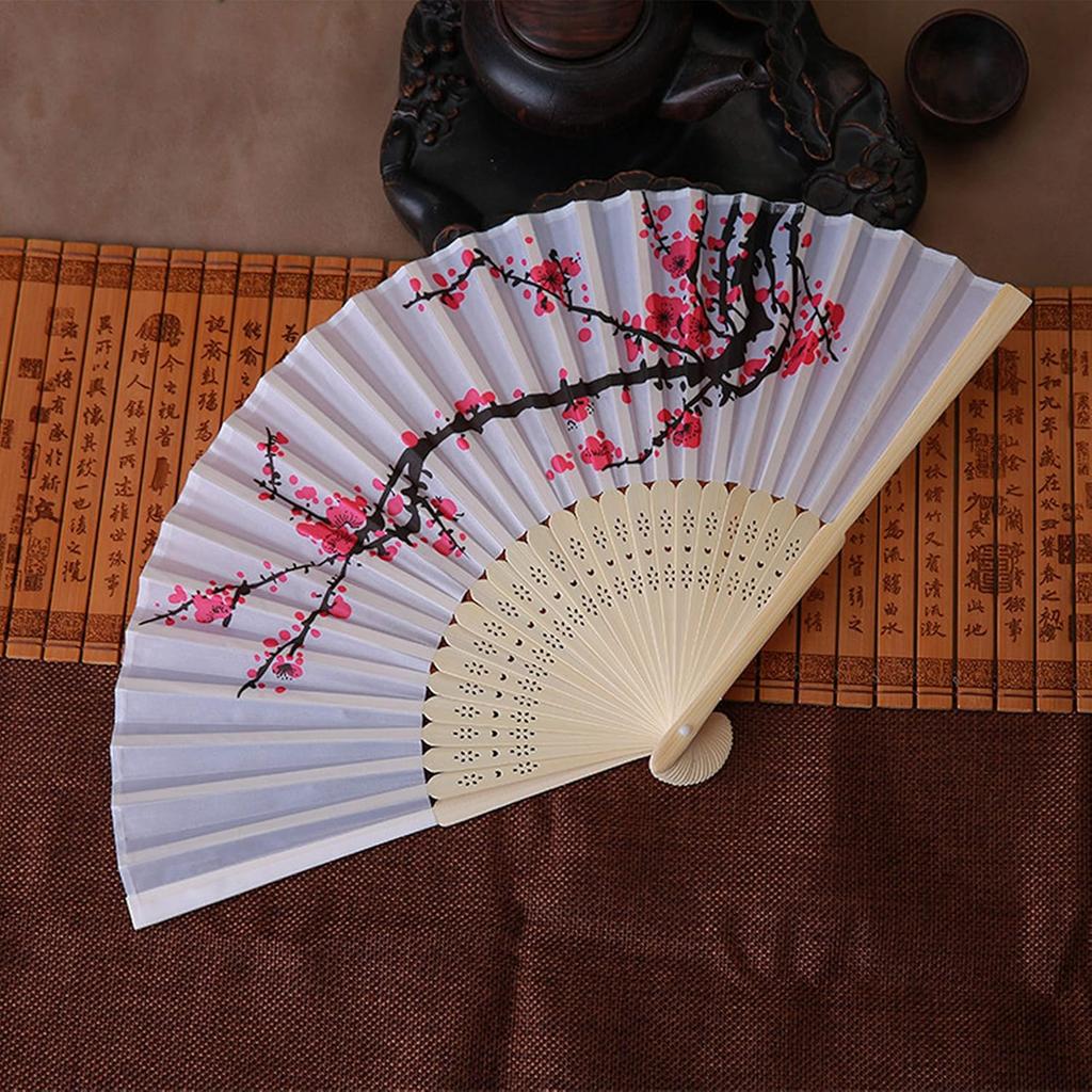 Delicate Cherry Blossom Design Folding Fan Favors Silk Folding Hand Fan Wedding Favors Gifts Favors Gifts Fan Girls Ladies Church Wedding Gift Party