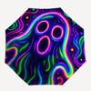 1pc Neon Ghost Automatic Folding Umbrella with 8-Rib Windproof Design, Portable Foldable Sunshade Umbrella For Halloween 017