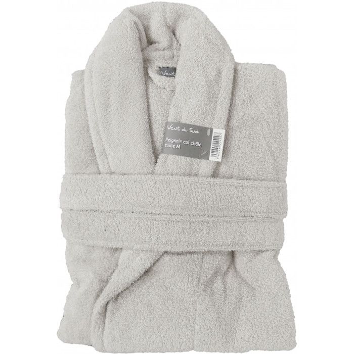 Bathrobe with Shawl Collar Terry Cotton 380 Gr/m² "Naïa" Vent Du Sud - White - Size M