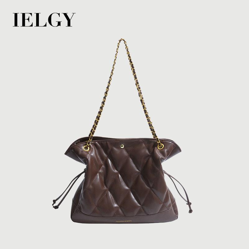 Ielgy Diamond Chain Large Capacity Autumn Winter Casual Shoulder Messenger Bag Work Commuter Tote Bag
