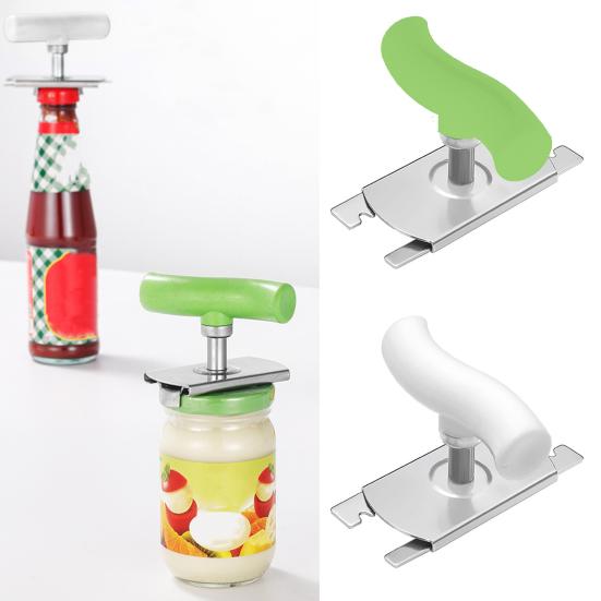 Arthritis Jar Opener Stainless Steel Lid Remover Gear Design Ergonomic Can Opener for Lids 1" to 4" Grip Easy Twist