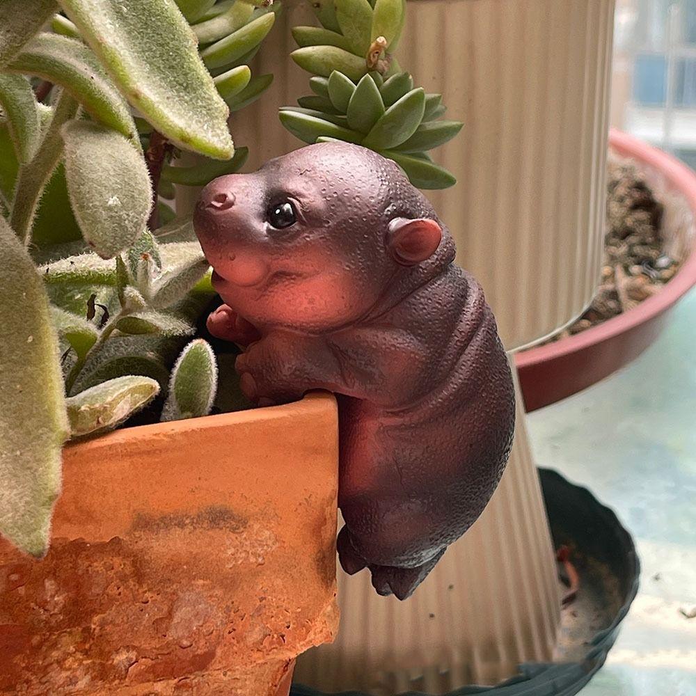 Cute Hippopotamus Hanging Flower Pot Cartoon Otter Bonsai Ornaments Micro-landscape Accessories