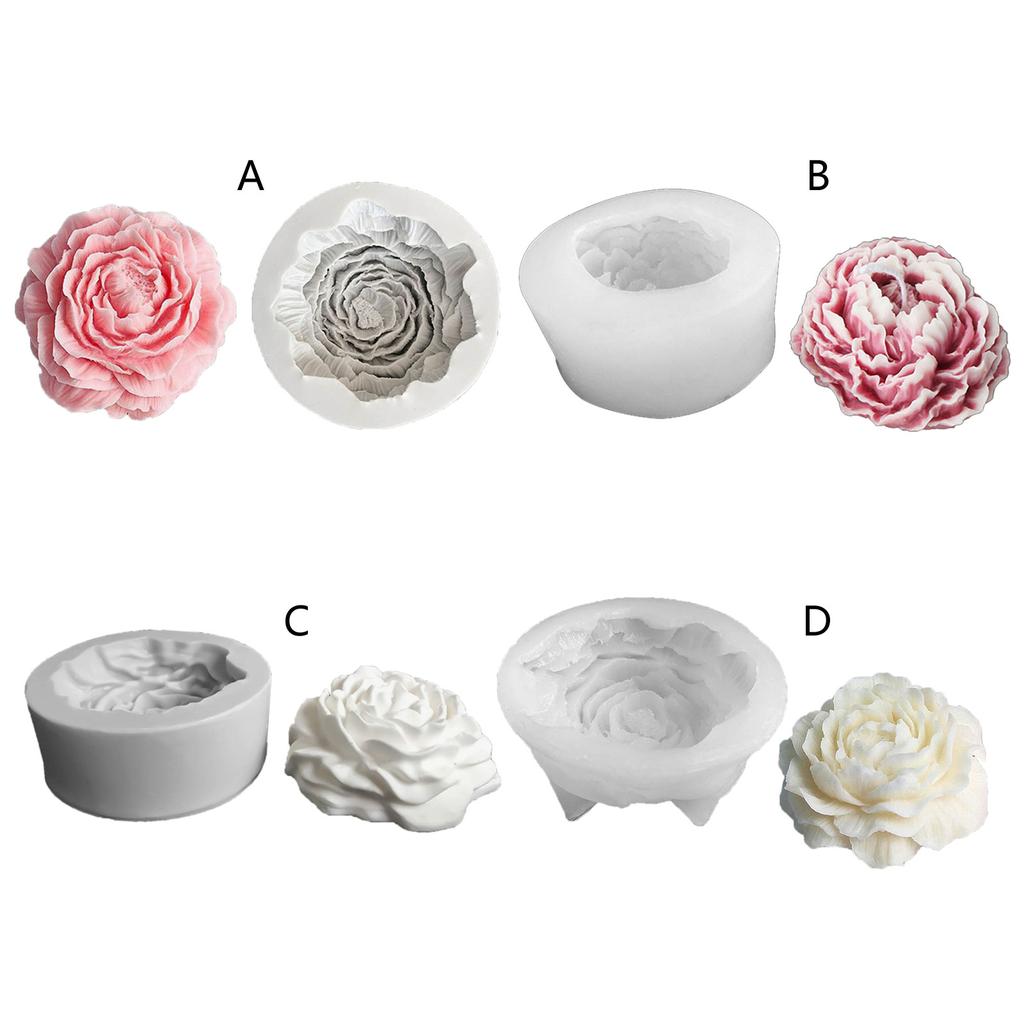 Формы для мыла в форме пиона, 3D-форма для мыла с цветком, силиконовая форма для свечей ручной работы, украшения для торта из шоколада из эпоксидной смолы