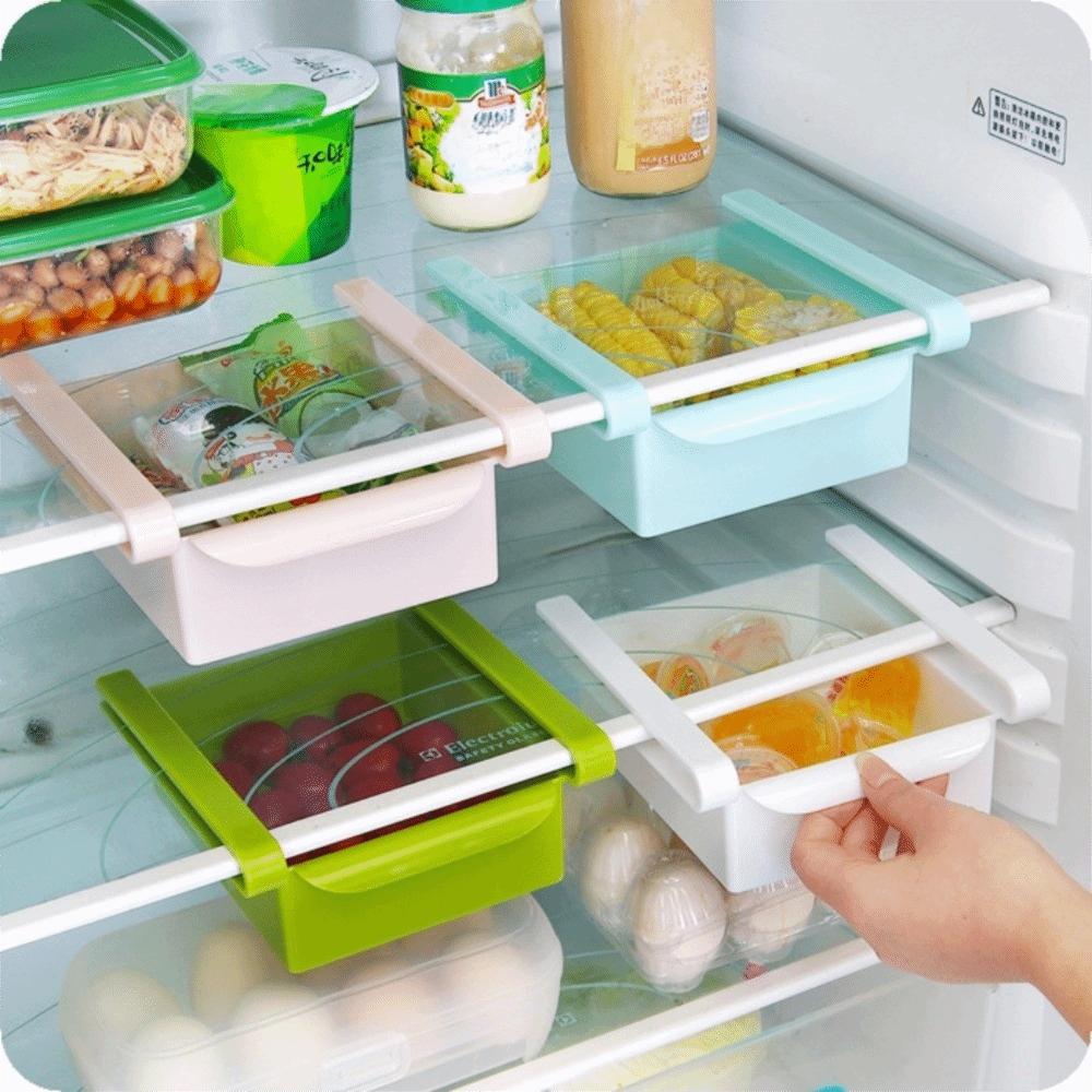 Sliding Pull-Out Fridge Drawer Organizer PP Plastic Storage Bins  For Fridge Shelf