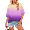 Women's Fashion Casual Gradient Color Loose Round Neck Short Sleeve Trendy Holiday T-shirt Top