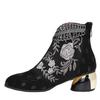 Fashion New Ankle Boots Women's Shoes Leather Boots Embroidery Ethnic Bohemia Zipper Spring Autumn Ladies Botas Botas De Mujer2025
