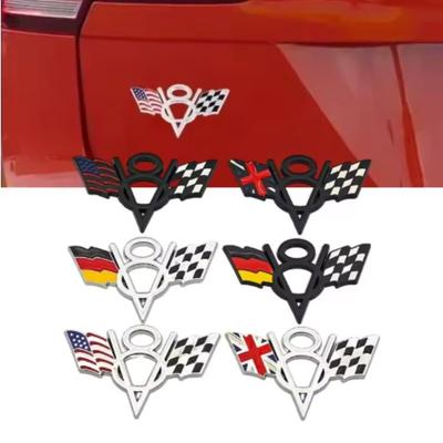 Хром Американский флаг V8 V 8 Италия Великобритания Германия США Национальный флаг для крыла багажника заднего капота шильдик наклейка эмблема значок стикер