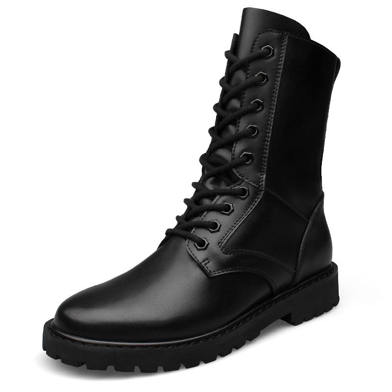Fashion Men's High Boots Fur Lace Up 2019 Leather Army Boots High Quality Men Boot Winter Men Shoes Plus Size 52
