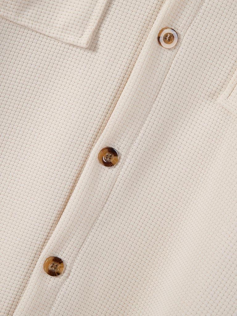 Men's Solid Color Waffle Cardigan with Double Pockets and Buttoned Long Sleeves