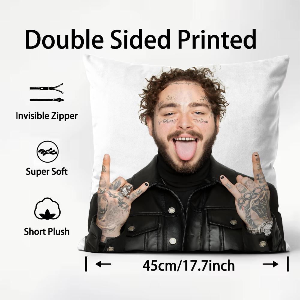 PPost MalonEe Rapper Cushion Cover Plush Fabric Soft DoubleSided Printed Sofa Warm Winter Home Child Gift Pillow Case