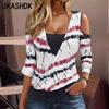 Women's Fashion Casual Spring Fall Stripe Print Long Sleeve V-Neck Blouses & Shirts