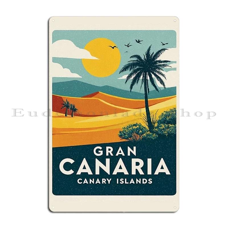 Maspalomas Gran Canaria Espaa Spain Landmarks Skyline Retro Travel Metal Plaque Party Club Classic Character Tin Sign Poster