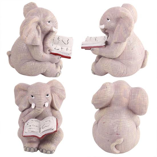 Украшение в виде слона Yousheng, миниатюрная статуя слона из смолы, украшение для дома, офиса, сада, сидящая фигурка слона, подарок для любителей слонов