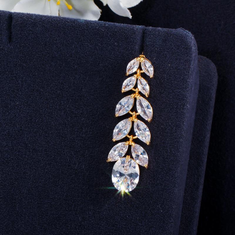 T0147 Набор из двух предметов: ожерелье и серьги, циркон с платиновым покрытием, цепочка, свадебный набор ювелирных изделий для ужина