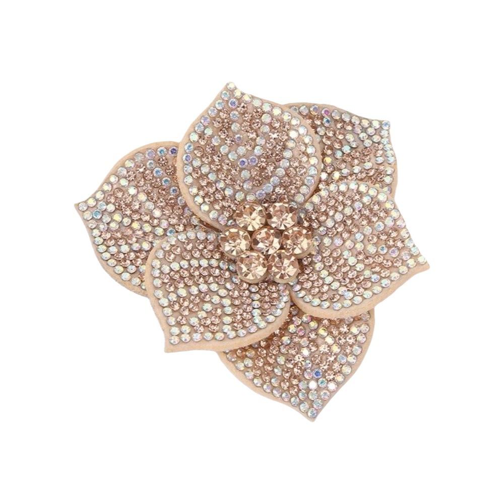 DIY Craft Rhinestone Flower Patches 3D Sew-On Applique Headband Accessories Fabrics