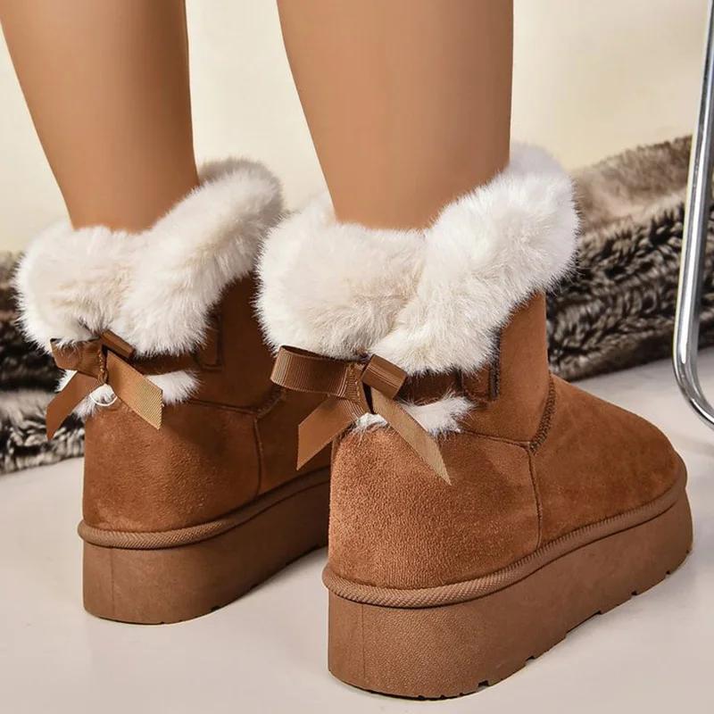 Fashion Women Boston Boots Snow Boots Winter 2024 New Platform Boots Cashmere Warm Thick Soles Cotton Shoes for Women Zapatos De Mujer