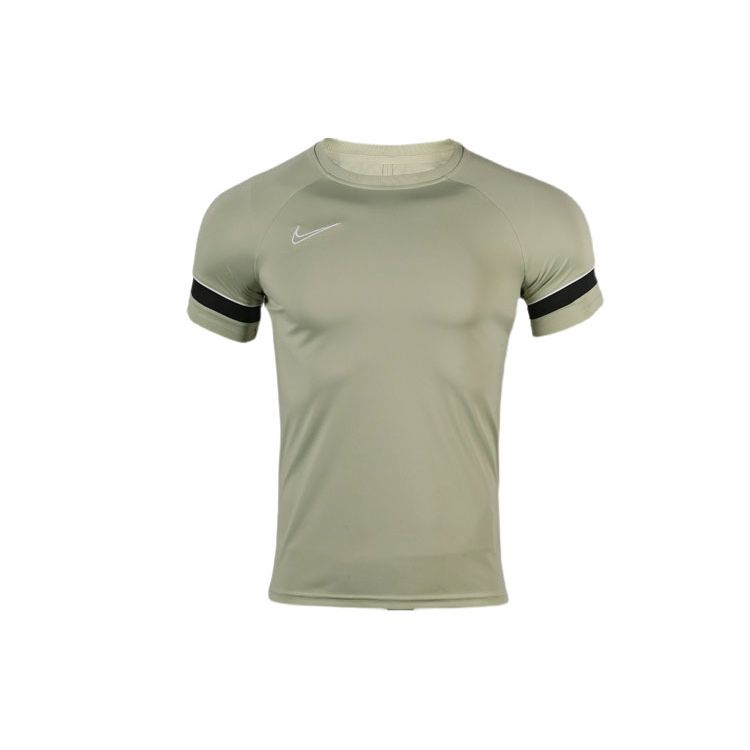 Nike Футболка Dri-FIT Academy Knit Soccer Cuff Color-Block с вышивкой и короткими рукавами, мужская, оливково-зеленая CW6102-371