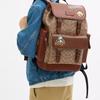 Coach x Peanuts Snoopy Khaki Signature Canvas Large Flap Backpack with Patches for Daily Use