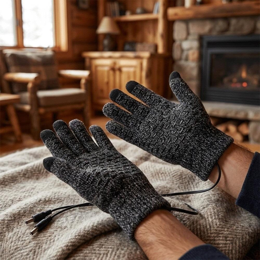 Windproof Men Finger Gloves Anti Slip Hand Warmer Gloves USB Electric Heating Gloves Cycling