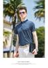 [12% Mulberry Silk] Men's Business Casual Striped Ice Silk Short-Sleeve T-Shirt