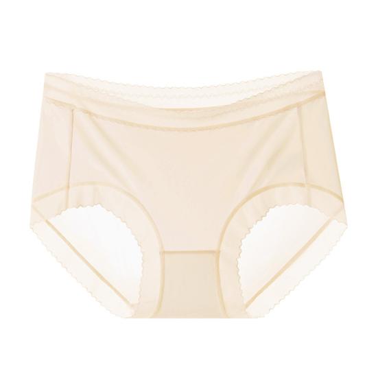 Women's Ultra Thin Ice Silk Underwear Seamless Mid Waisted Stretchy Panties Ladies