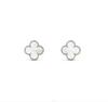 Four-Leaf Clover S925 Silver 9mm Stud Earrings with Red Agate, Black Agate, Turquoise, Butterfly, White Shell, Gray Shell, and Pink Shell for Women.