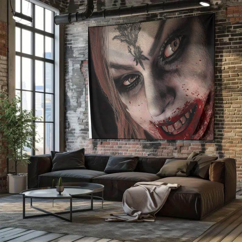 Horror Style Decorative Wall Hanging Witch Theme Tapestry with Detailed Design