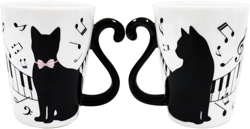 Пара кружек Artha Twin Black Cat Piano 300 мл Фарфор Можно мыть в посудомоечной машине и использовать в микроволновой печи