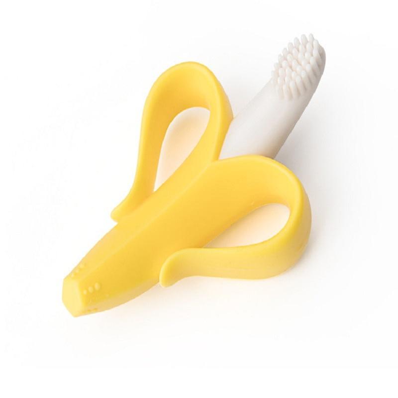 1PC Baby Silicone Training Toothbrush BPA Free Banana Shape Safe Toddle Teether Chew Toys Teething Ring Gift For Infant Baby Chewing