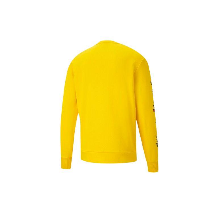 Puma Спортивный вязаный пуловер с принтом и круглым вырезом, мужские топы, лимонно-желтый 598682-99