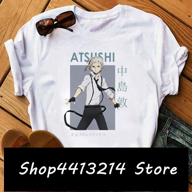 Футболка Bungo Stray Dogs, женская футболка в стиле Харадзюку с аниме, Осаму Дазай Накадзима Ацуши, белые футболки с короткими рукавами и рисунком, летние