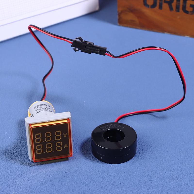 Мини Цифровой вольтметр-амперметр с двойным дисплеем AD16-22VAMS 220V Квадратный светодиодный цифровой амперметр-вольтметр