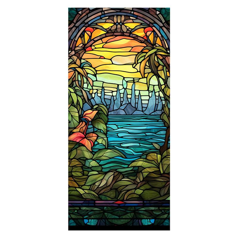 45x100 см окрашенная цветная тропическая растительная пленка для окон и дверей ПВХ статическая адсорбционная стеклянная наклейка для домашнего декора съемная