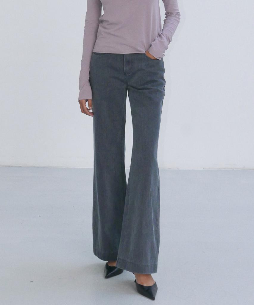 EN OR Semi Wide High-Rise Denim Pants - Dark Gray