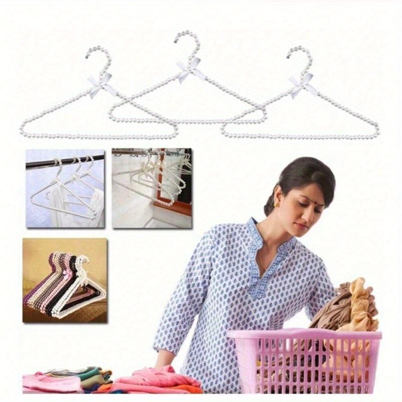 Пластиковая белая вешалка с бусинами из искусственного жемчуга, вешалка для хранения одежды, для сушки, для хранения пальто, рубашек, пижамных брюк, свадебных платьев, юбок, домашний декор, осень