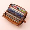Litchi Grain Leather Women's Accordion Wallet - Large Capacity Patchwork Clutch with Zipper & Card Holder