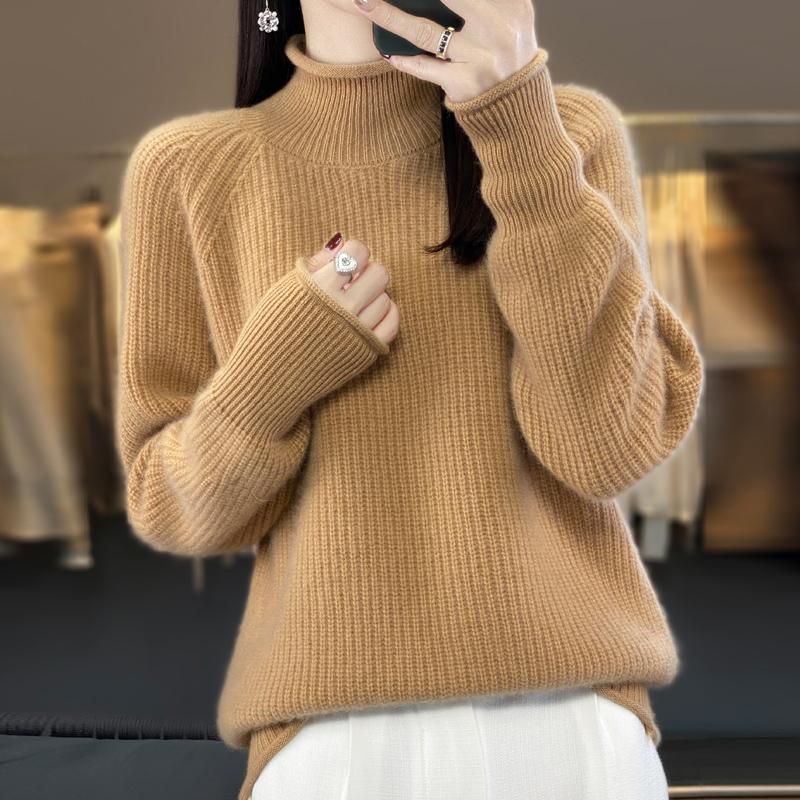Женский кашемировый свитер Qinghe Cashmere 30% кашемир 70% шерсть Осень и Зима Кашемировый плотный пуловер Мягкий и теплый