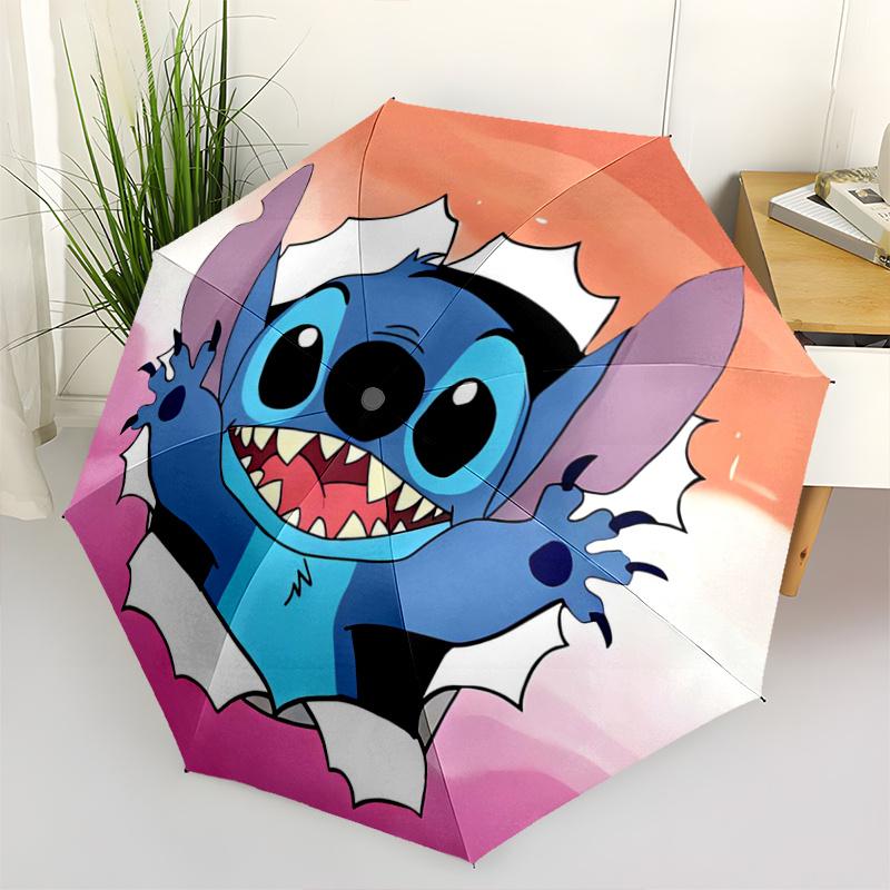 1pc Stitch Durable Cartoon Folding Umbrella, Portable 3-Fold Compact Umbrella for Men and Women, Suitable for Travel or Daily Use.D092