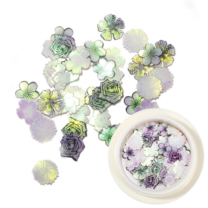 50 шт./кор. древесная масса 3D бабочка цветок блестки для ногтей хлопья ломтики украшения для ногтей аксессуары