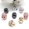 2 шт., металлические черепа, свободные бусины, циркон, подвеска для изготовления ювелирных изделий, аксессуары для браслетов