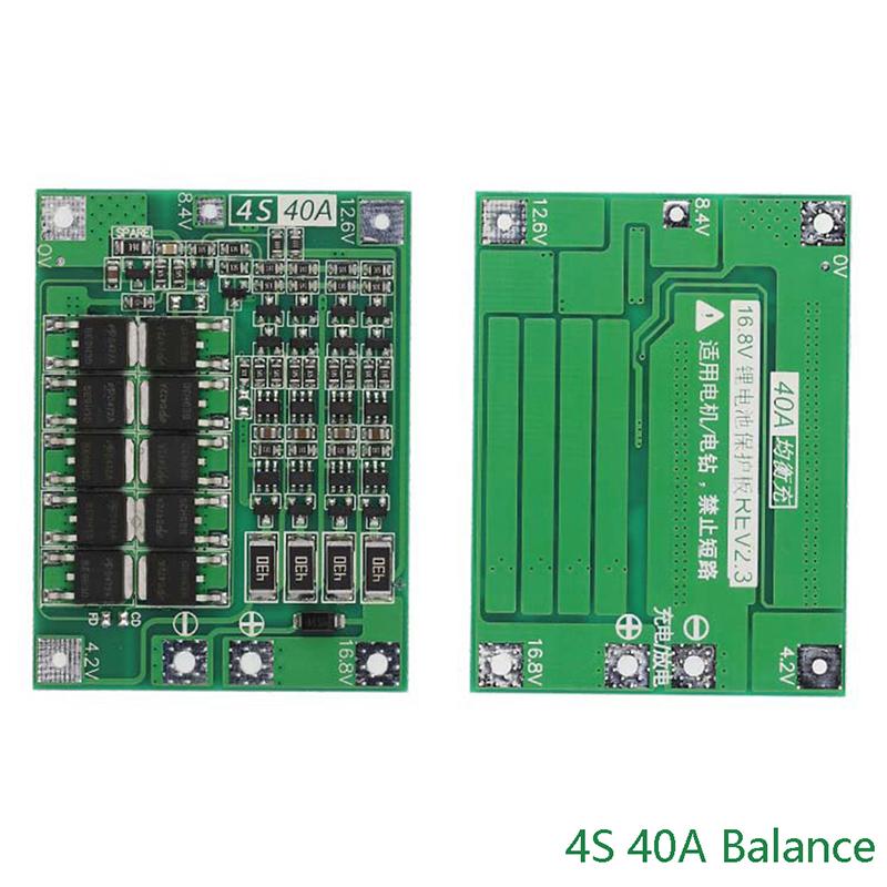Плата защиты зарядного устройства литий-ионных аккумуляторов 3S 4S 40A 60A BMS 18650 для двигателя дрели 11.1V 12.6V/14.8V Улучшенный баланс