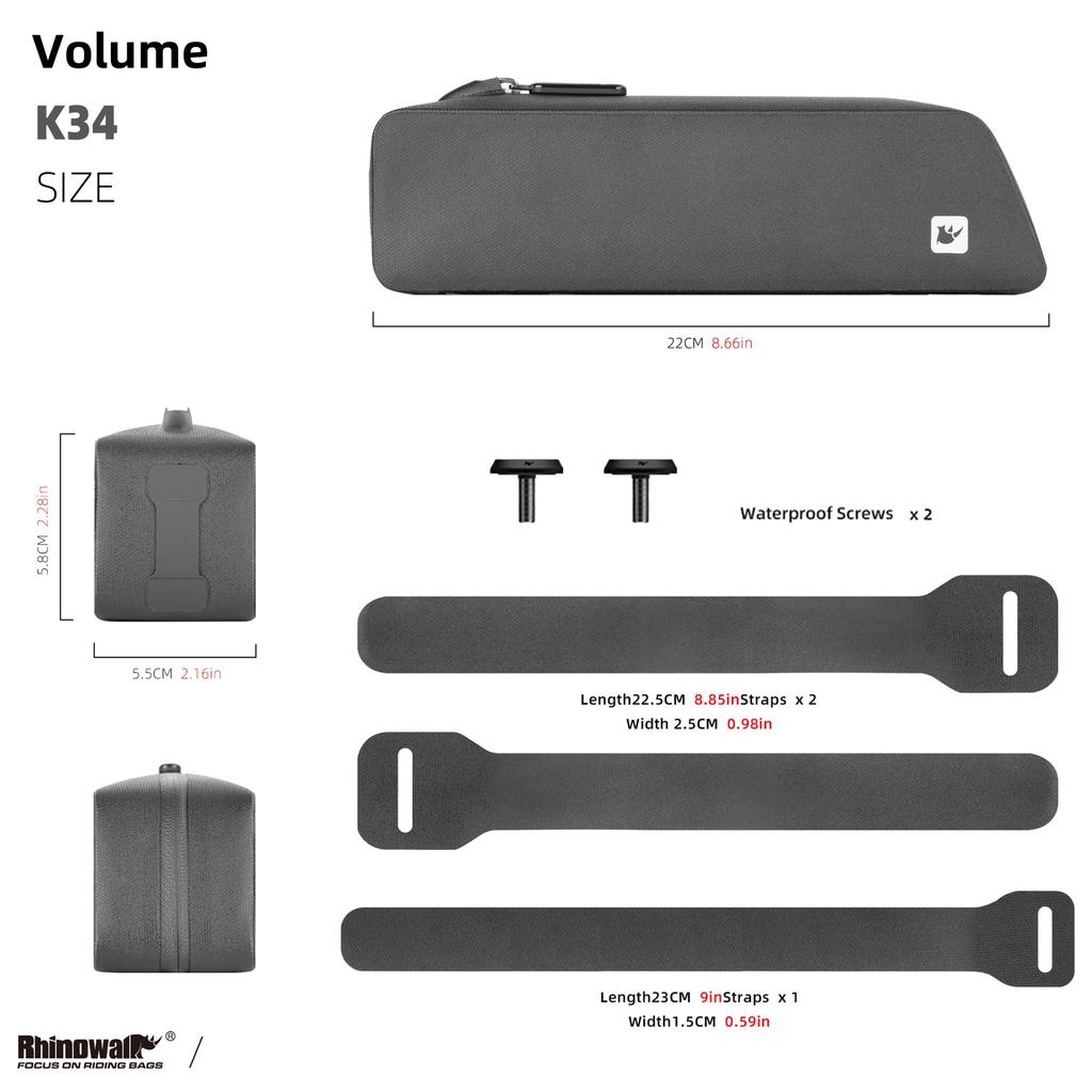 Сумка на раму Rhinowalk для верхней трубы, полностью профессиональный велоаксессуар, черная сумка, молния, водонепроницаемая, для горных/шоссейных велосипедов,