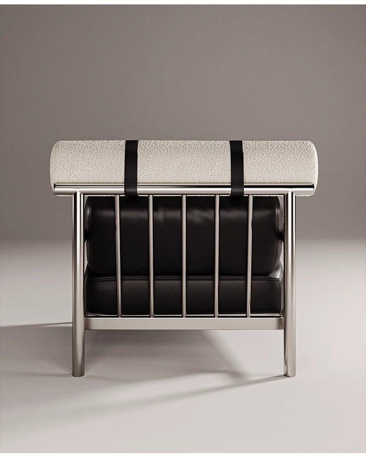 Кожаное кресло Bauhaus из нержавеющей стали - Современный минималистичный дизайн
