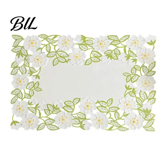 Placemats Lace for Dining Table, Vintage Embroidered Hollow Floral Table Chic Tableware Mats Parties Mat, Round/Rectangle Vase Mat Home Kitchen