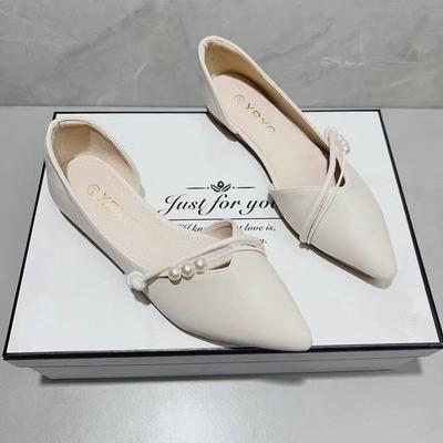 Французские туфли-комбинации Air temperament, женские, весна 2025, новые, с острым носком, на плоской подошве, вечерние, ветреные, мягкие, кожаные шапочки