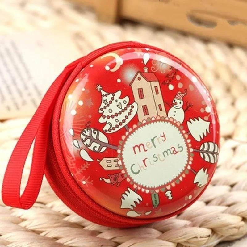 Random Color Creative Christmas Gift Box Coin Purse Cute Portable Iron Cash Box Xmas Gift Case with Zipper