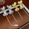 Gold-Plated Silver Needle Flower Tassel Earrings: Bold, Stylish Fashion for Women